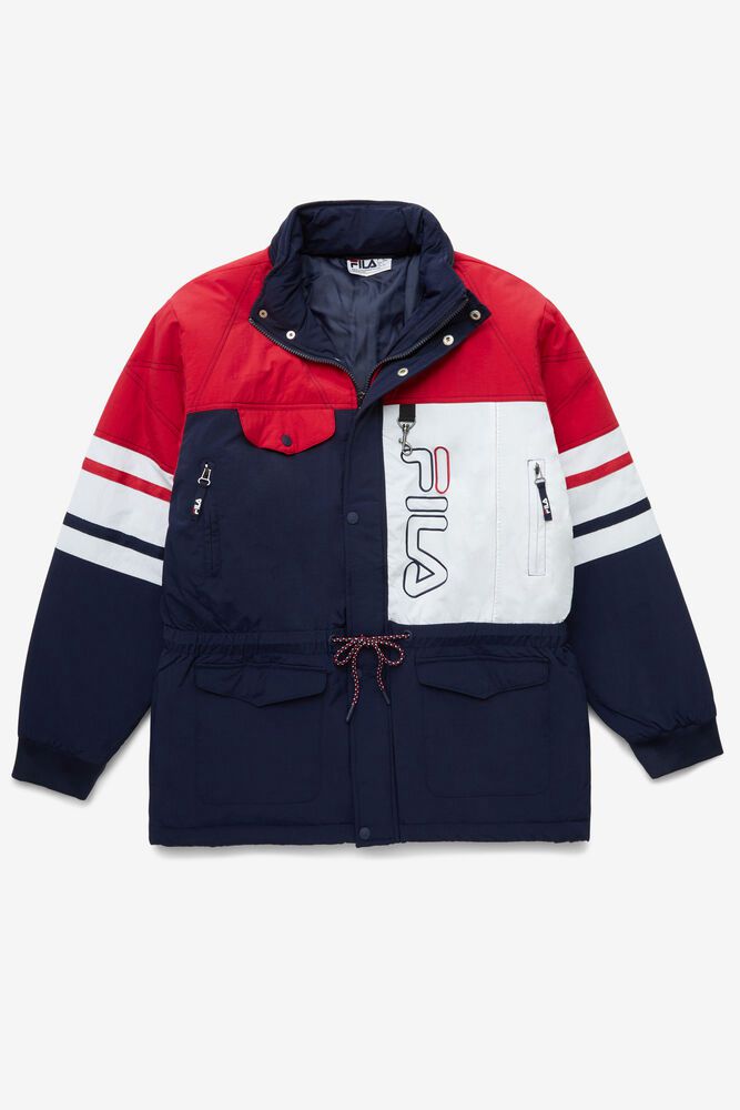 Fila Jacket Mens Navy/Red/White Golia Parka - Ireland 79012-JBFH